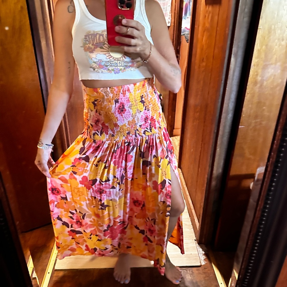 Floral Yellow Skirt Aila Blue